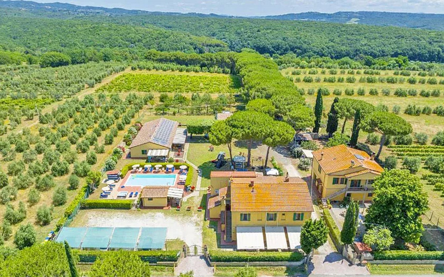 Lomatila uima-altaalla ja viinitarhalla Cecinassa