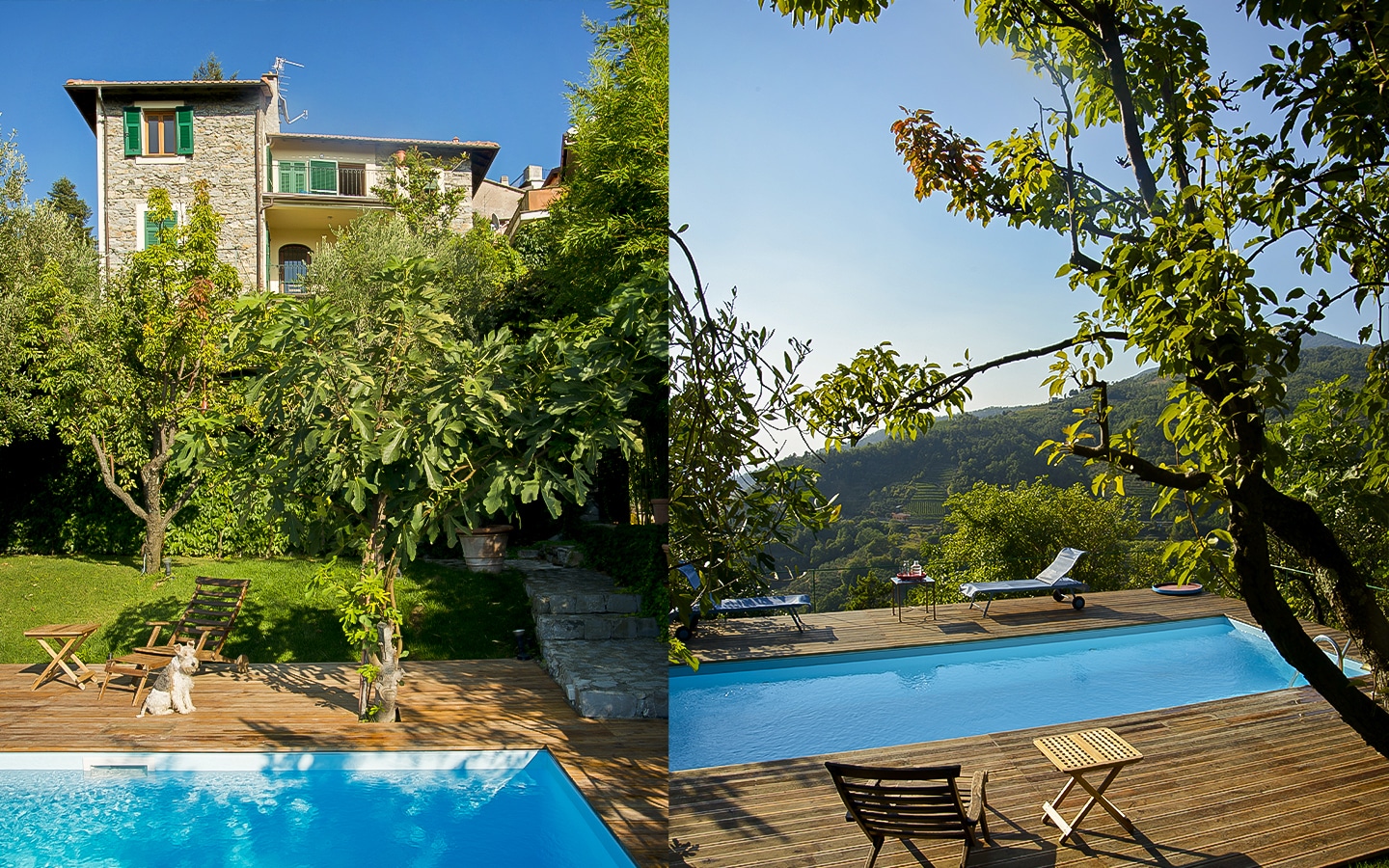 Terratetto med basseng og panoramautsikt i Velva, Castiglione Chiavarese